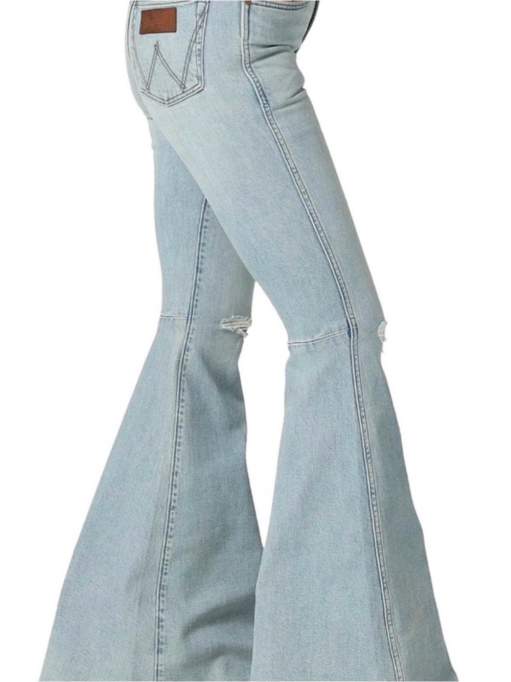 Wrangler Light Blue Distressed Flare Jeans - Women